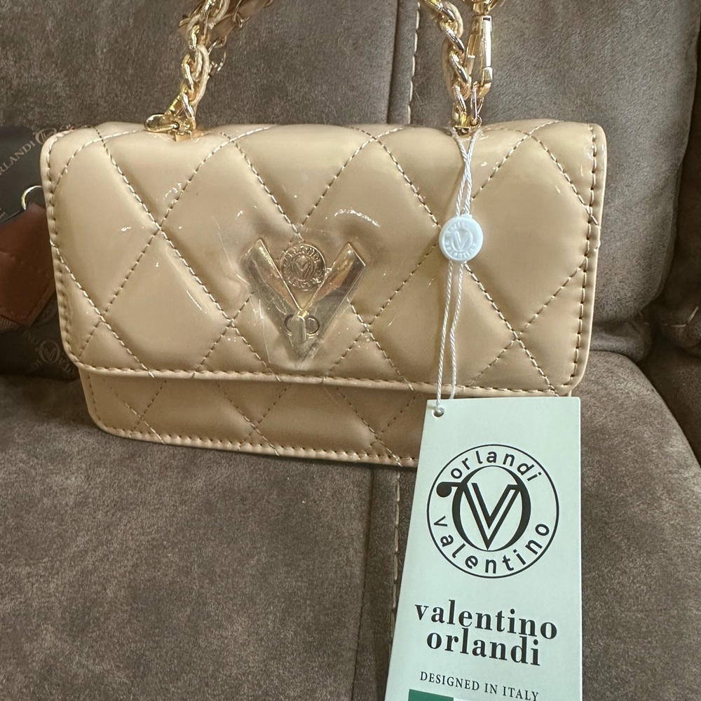 Valentino Orlandi Beige Quilted Shoulder Bag